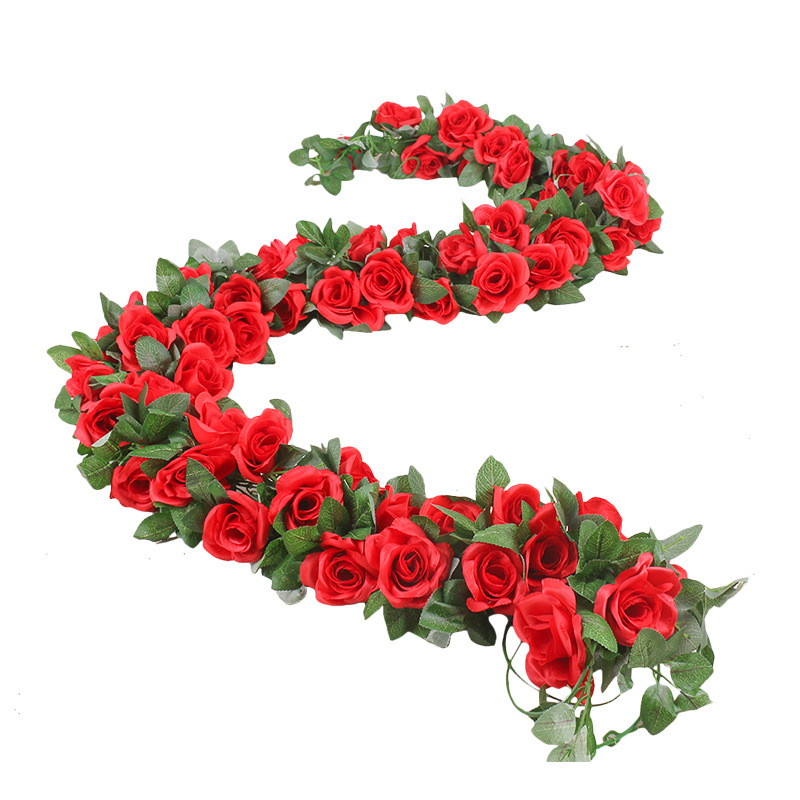 Factory direct sales of 16-head artificial rose and rattan silk fabric for wedding decoration, wholesale of artificial flower decorative rattan flower wall accessories Item Picture