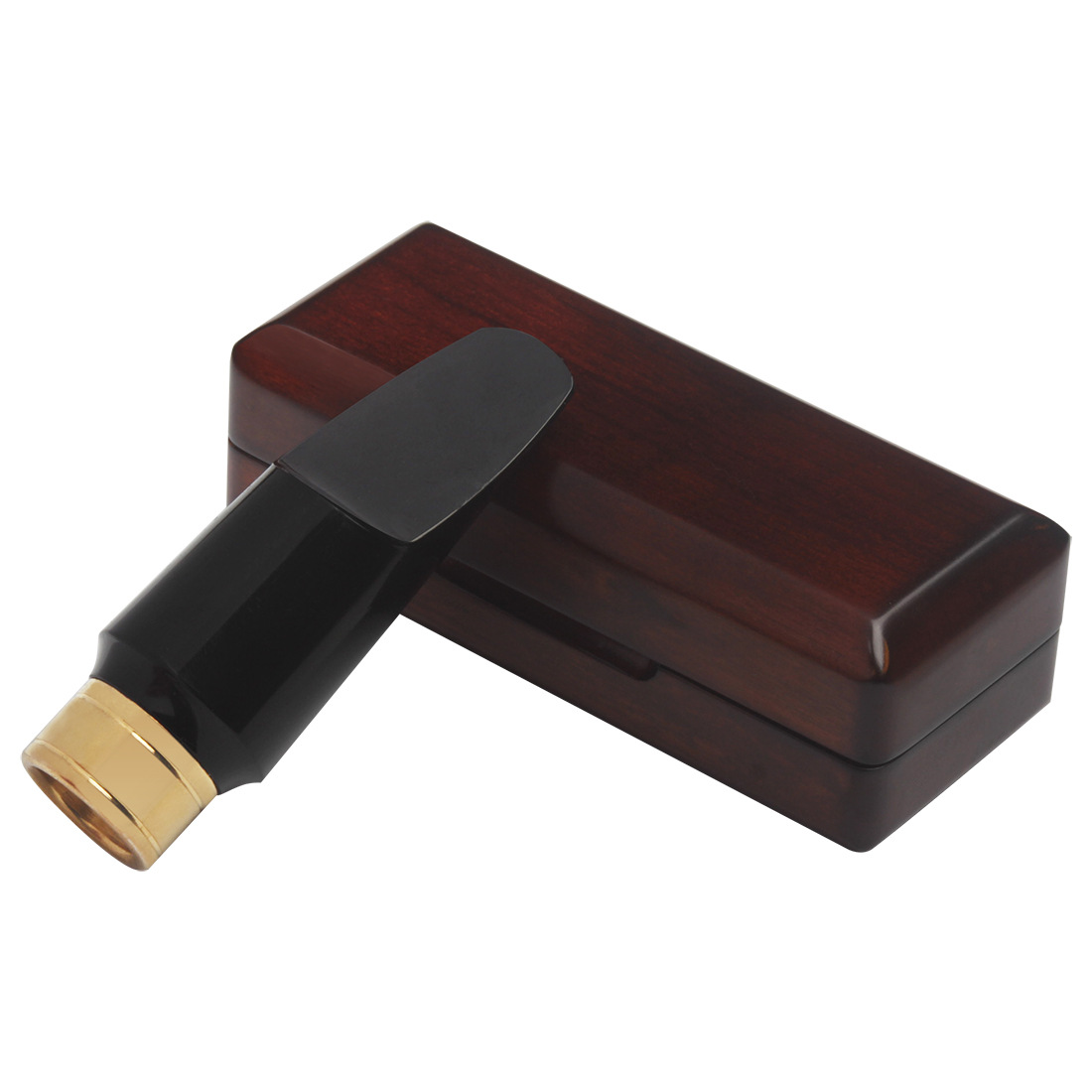 CA-32 Alto Flute Head 2-piece Set Saxophone flute head Box + flute Head (Redwood flute head box, Black gold flute head) details Picture