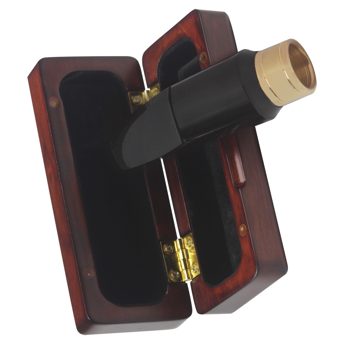 CA-32 Alto Flute Head 2-piece Set Saxophone flute head Box + flute Head (Redwood flute head box, Black gold flute head) Specification image