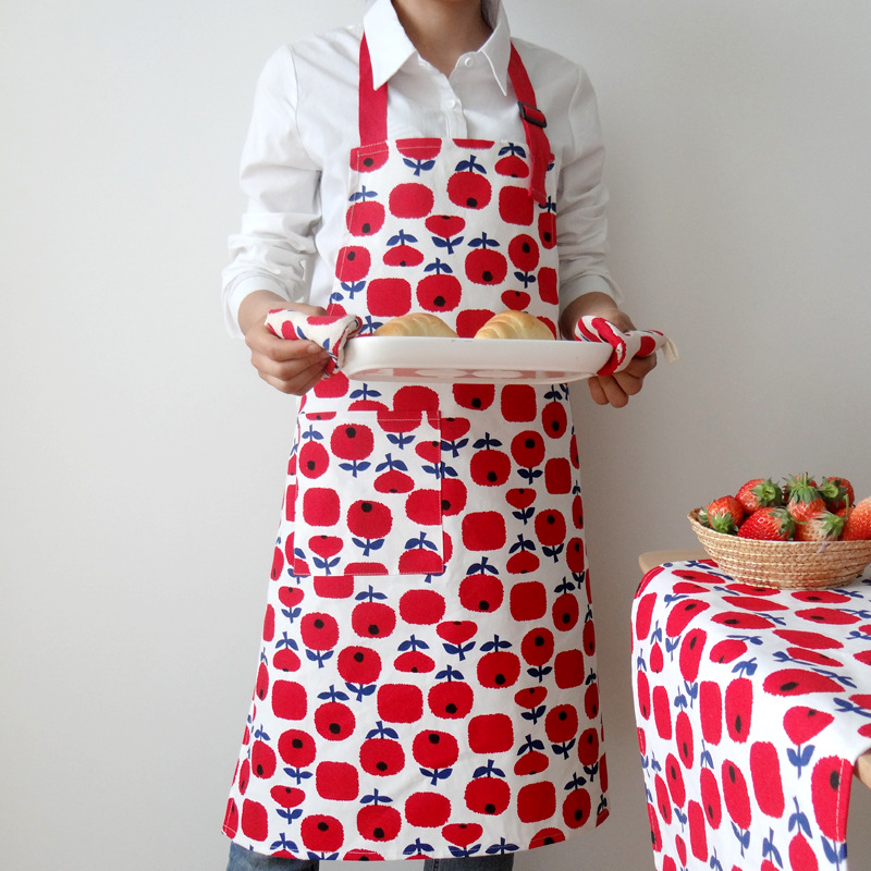 Apron Nordic Style Adult Apron Cotton Home Print Adult Apron Specification drawing