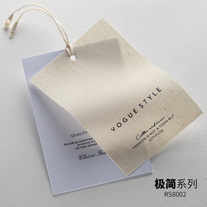 棉麻吊牌定 做LOGO高端女装帆布挂牌定 制衣服丝网印标签制作商标图