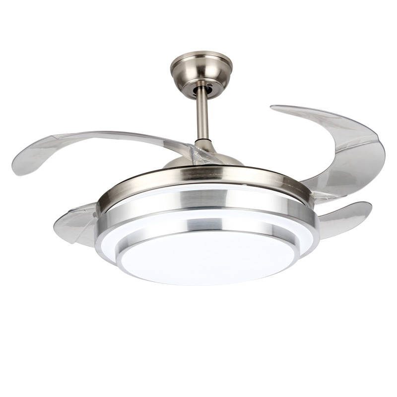 Fan light, invisible ceiling fan light for dining room, living room and bedroom, modern and simple household four-blade inverter fan chandelier, cross-border Item Picture