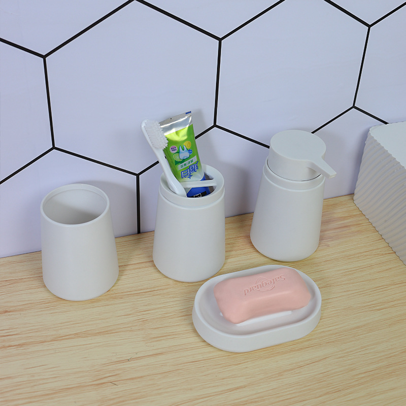 Plastic bathroom six-piece set, toothbrush holder, bathroom supplies set, simple and fashionable bathroom supplies set, washbasin set Specification image