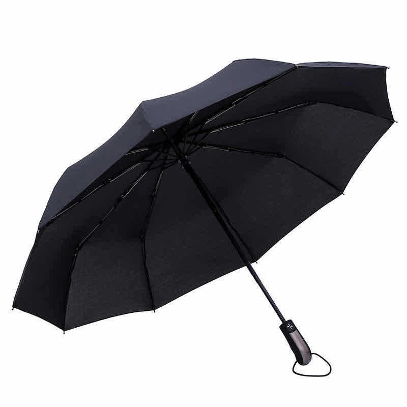 Umbrella printing: Ten-bone enlarged business black rubber sun protection and shading three-fold fully automatic umbrella advertising, umbrella printing logo Item Picture