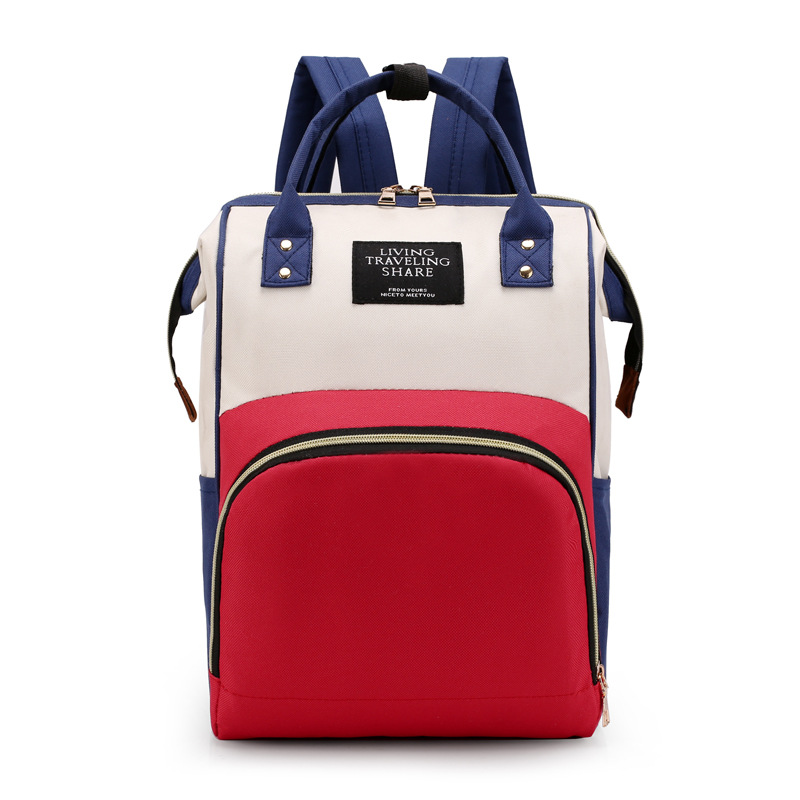 New logo printed hand-held Oxford cloth baby bag, fashionable double-shoulder mom bag, large-capacity mom bag with a baby bottle compartment Item Picture