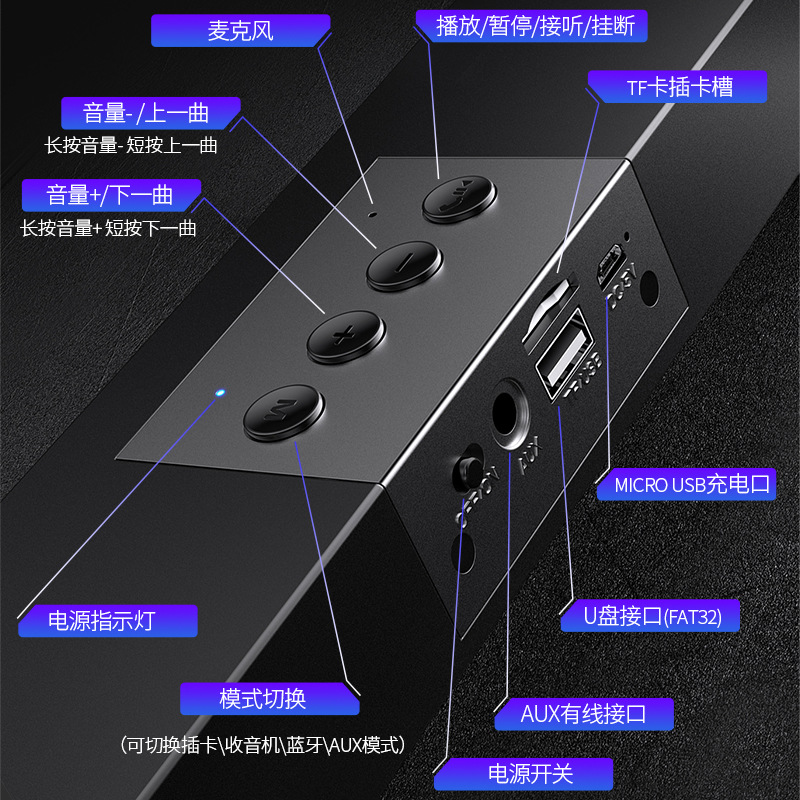 Silver Eagle A36 Computer Bluetooth Speaker, Usb Smart Speaker, Heavy Subwoofer, Card Insert, Cross-Border Amazon Private Mold Wholesale Specification drawing