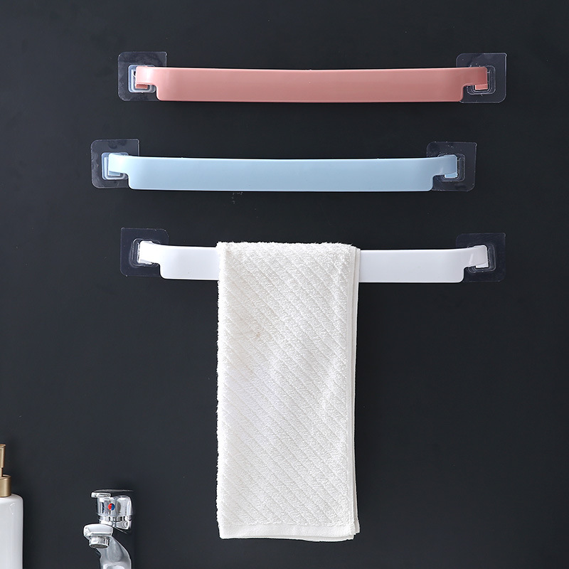 Towel bar Perforation-free bathroom extended bathroom Cool double pole wall hanging towel rack toilet single pole slipper bar