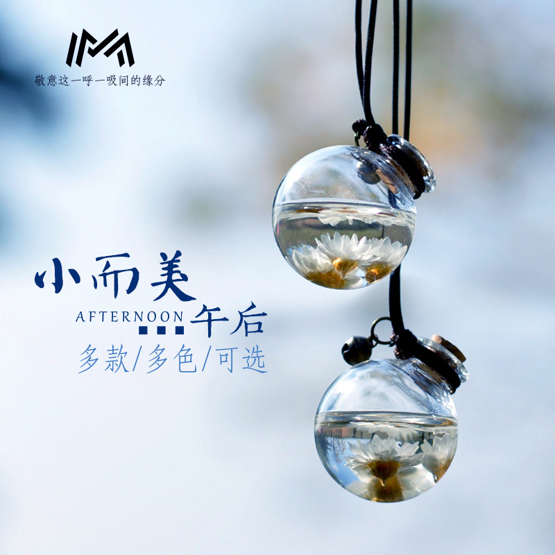 Creative car-mounted everlasting floral water bottle, empty bottle perfume pendant, artistic and fresh dried flower hanging decorative bottle