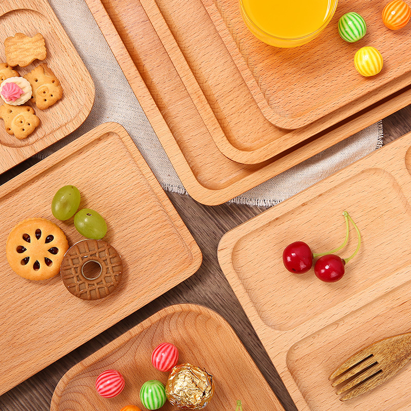 Japanese-style wooden trays, dinner plates, tea plates, household cups and plates, steak and coffee plates, rectangular plates, bread and fruit plates Specification image