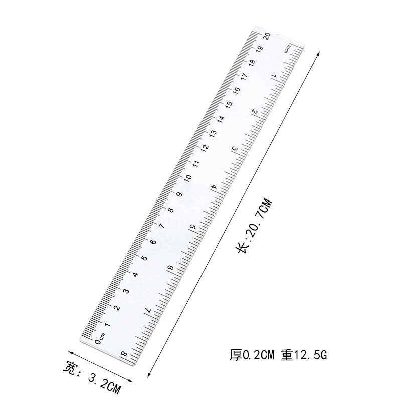 厂家批发30cm20cm15cm 塑料透明直尺 双边印刷英寸厘米红卡头跨境