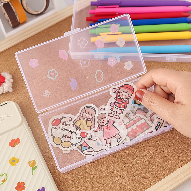 Transparent planner stickers, sticky notes, mini storage box, student plastic desktop, classification, induction, label organization, small box Specification image