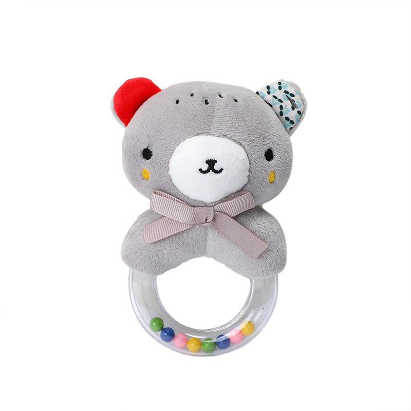 BBSKY baby cartoon animal plush doll, colorful beads, hand-held bed, bell ring, rubber particles, bell ring, round handle Application Scenario