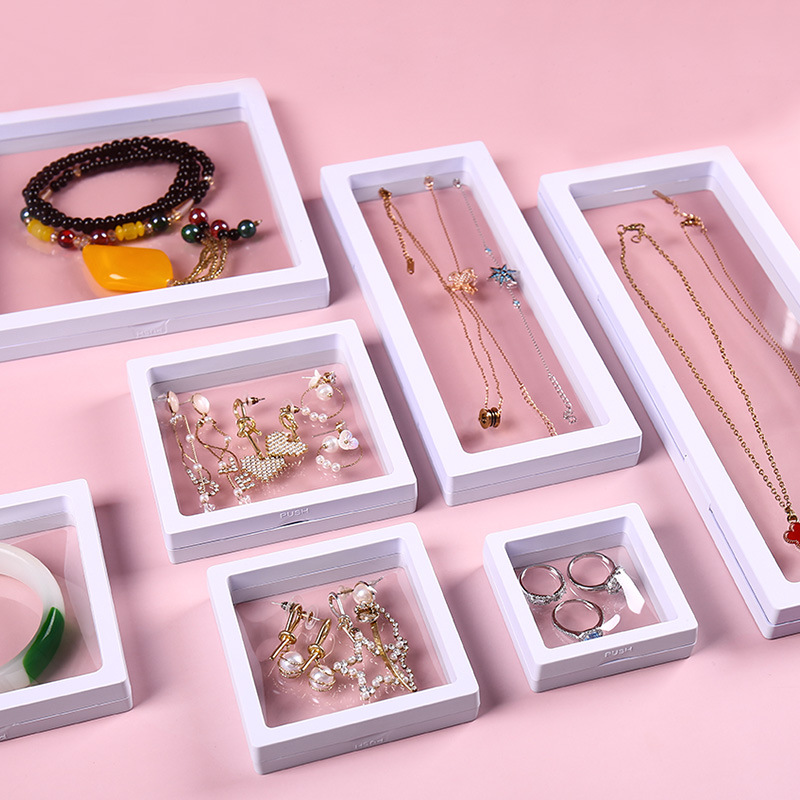 Transparent Pe Film Suspension Box Jewelry Display Stand Ring Pendant Buddha Beads Dust Proof Oxidation Gift Box In Stock Application Scenario