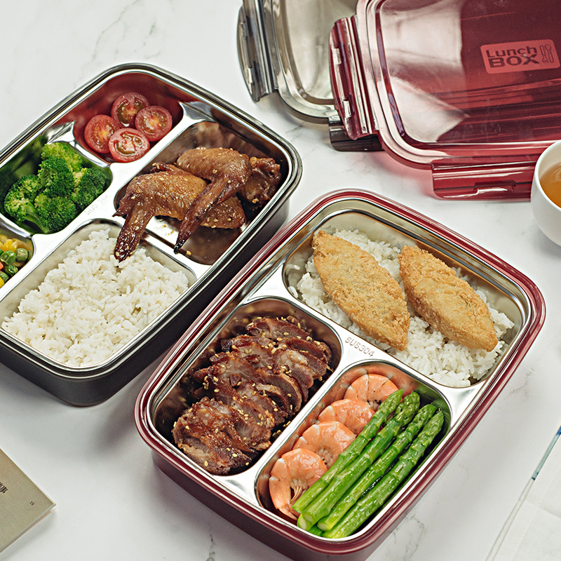 日式简约分格不锈钢便当盒饭盒餐盒微波加热保温上班族学生党便携