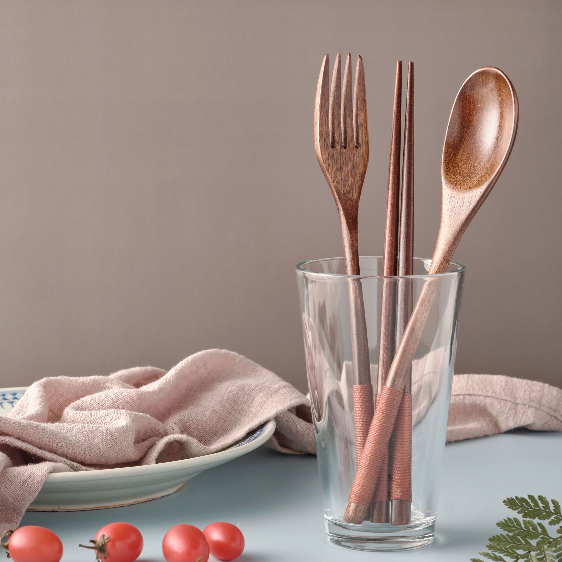 Yfjy Spot Students Wooden Chopsticks Spoon Fork Portable One Food Picnic Tableware Three Piece Bag Set Wholesale Specification drawing