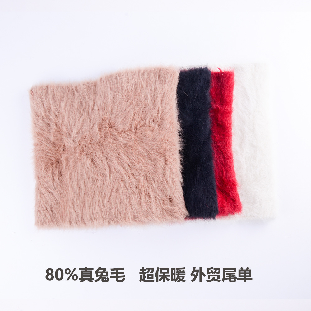 Real Rex Rabbit Bib Women's Autumn And Winter Set Thick Elastic Plush Scarf Warm Set Head Bib Foreign Trade Tail Single Clearance details Picture