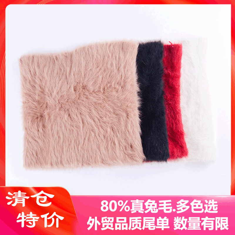 Real Rex Rabbit Bib Women's Autumn And Winter Set Thick Elastic Plush Scarf Warm Set Head Bib Foreign Trade Tail Single Clearance