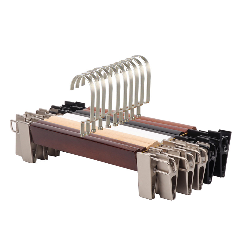 Solid wood trouser rack, special for clothing stores, wooden anti-slip men's and women's clothing, wooden hanging trouser skirt rack, children's trouser clip wholesale logo Item Picture