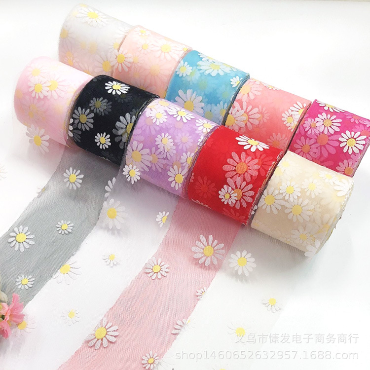 6cm小雏菊网纱卷TUTU裙舞台装柔软布料头饰饰品DIY辅料蝴蝶结配件