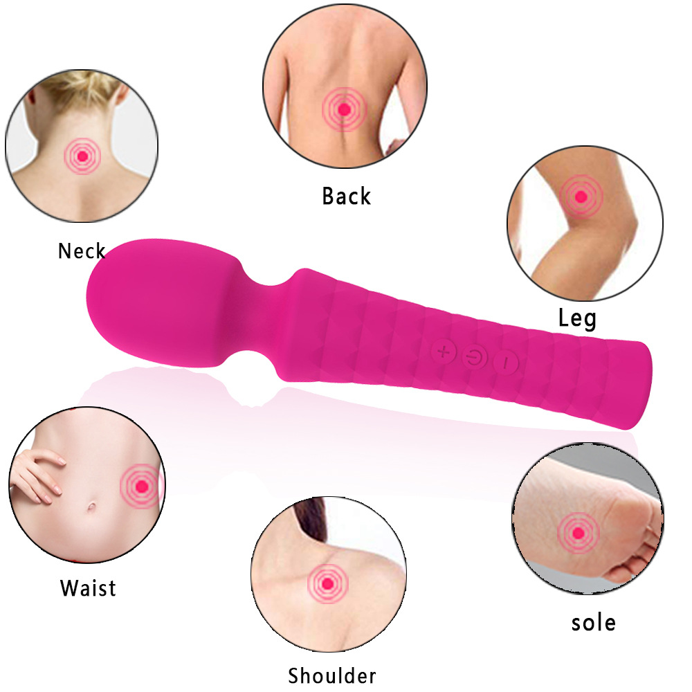 Silicone fully rubber-coated strong vibration AV stick, 8-frequency 5-speed vibration stick, magnetic charging female sex toy details Picture