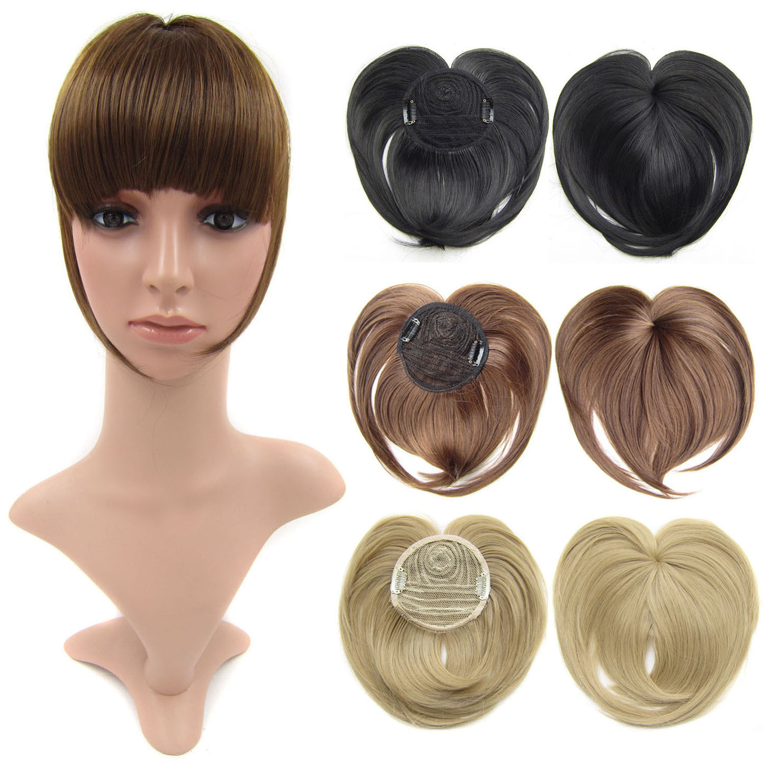 Wholesale of wigs, high-temperature silk and chemical fiber wigs, heart-shaped bangs covering the top of the head, heart-shaped bangs sheet manufacturers, wigs for women