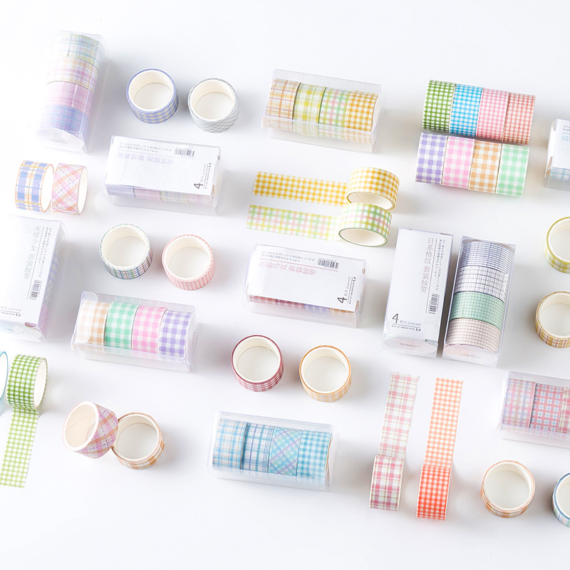 Fresh Check Series and paper tape set DIY planner material stickers Album Diary Decorative stickers 4 rolls