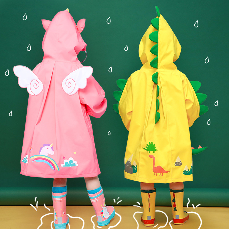 Children's raincoats for boys and girls, dinosaur raincoats and rain covers for kindergartens, cute cape-style schoolbags, rain gear for primary school students details Picture