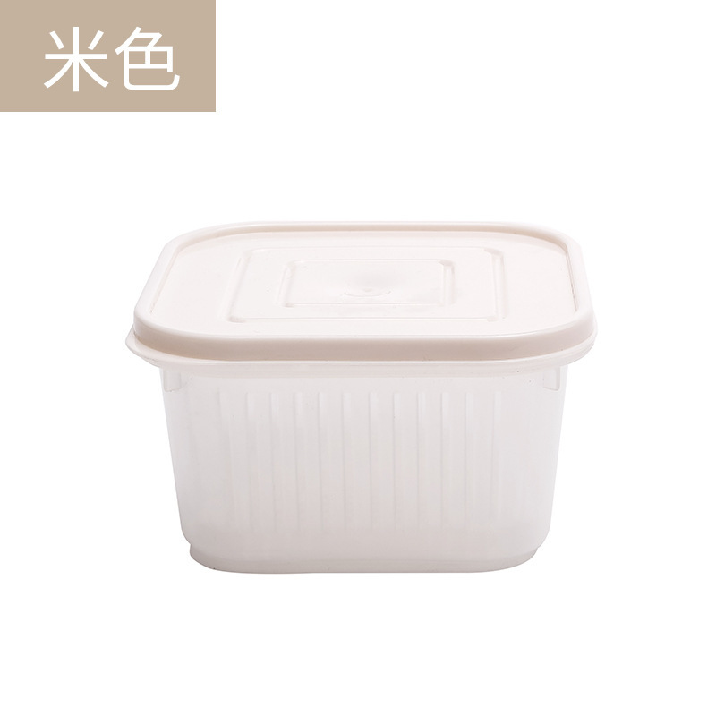 Storage box for ginger, garlic and scallion flowers, household portable square transparent draining preservation bowl, sealed in the refrigerator Item Picture