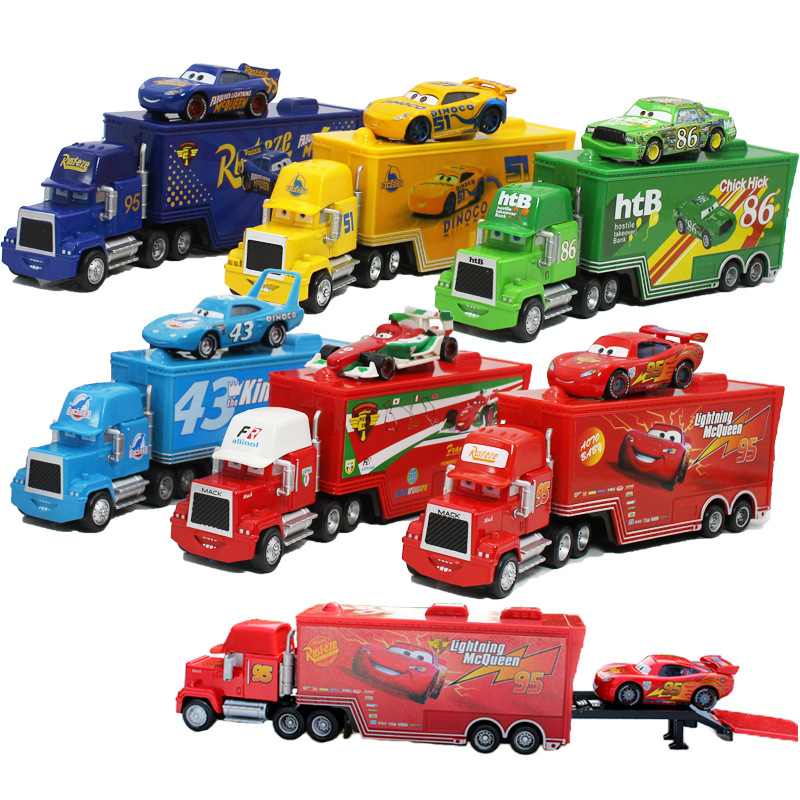 "Car Mania: Uncle MAC Container Truck + Racing Driver Set Alloy Car Toy Children's Model. Item Picture