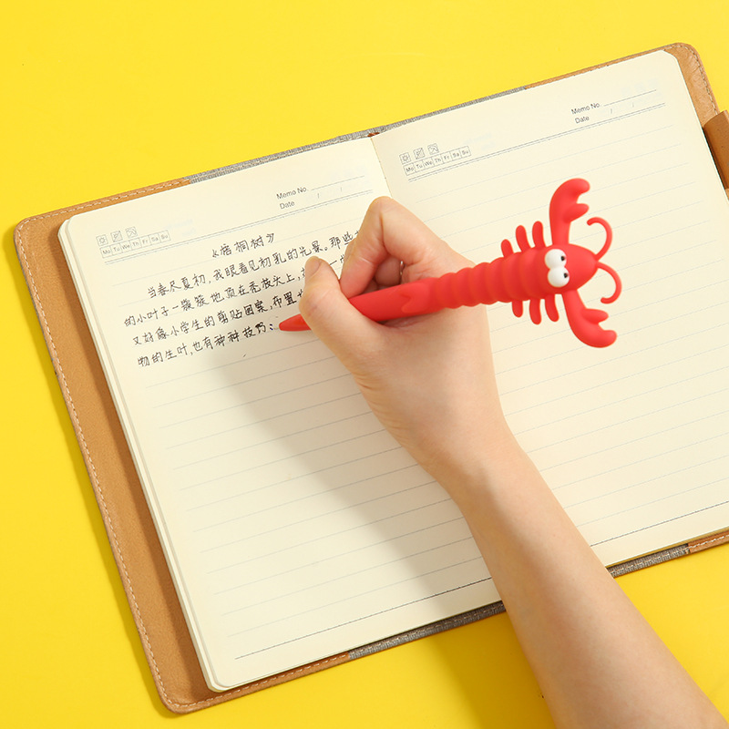 Zhongfan Cartoon Spicy Crayfish Silicone Gel Pen Creative All-Silicone Crayfish quick-drying Pen wholesale Application Scenario