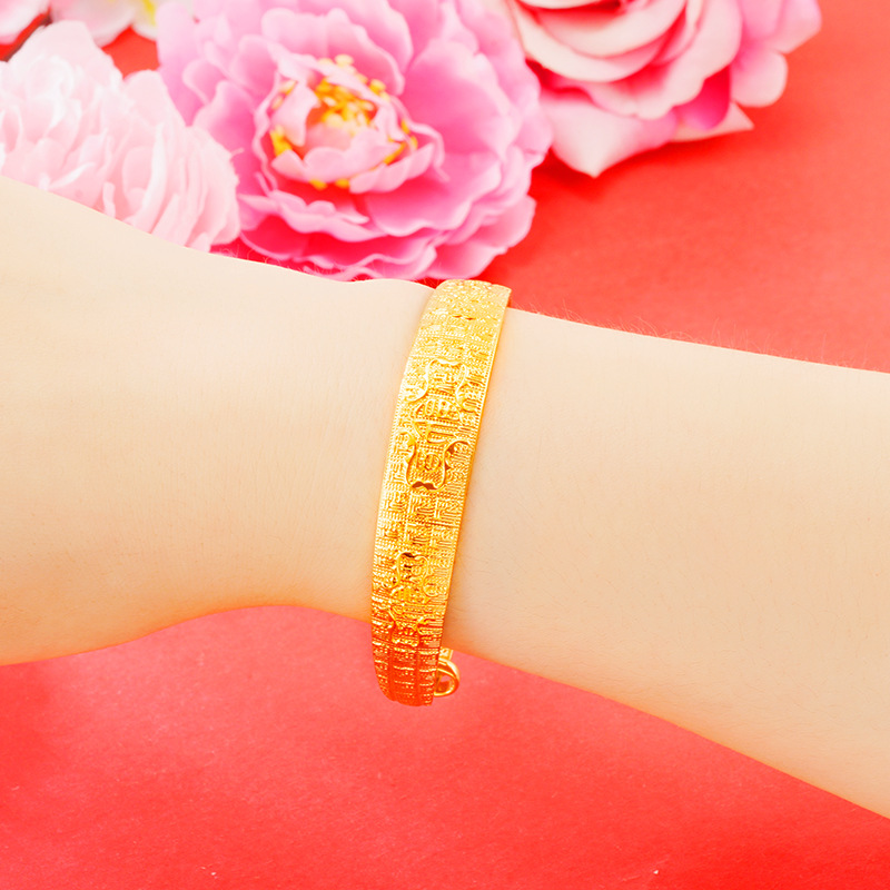 越南沙金手鐲女久不掉色仿黄金铜合金首饰品夜市摆地摊小商品镯子详情图2