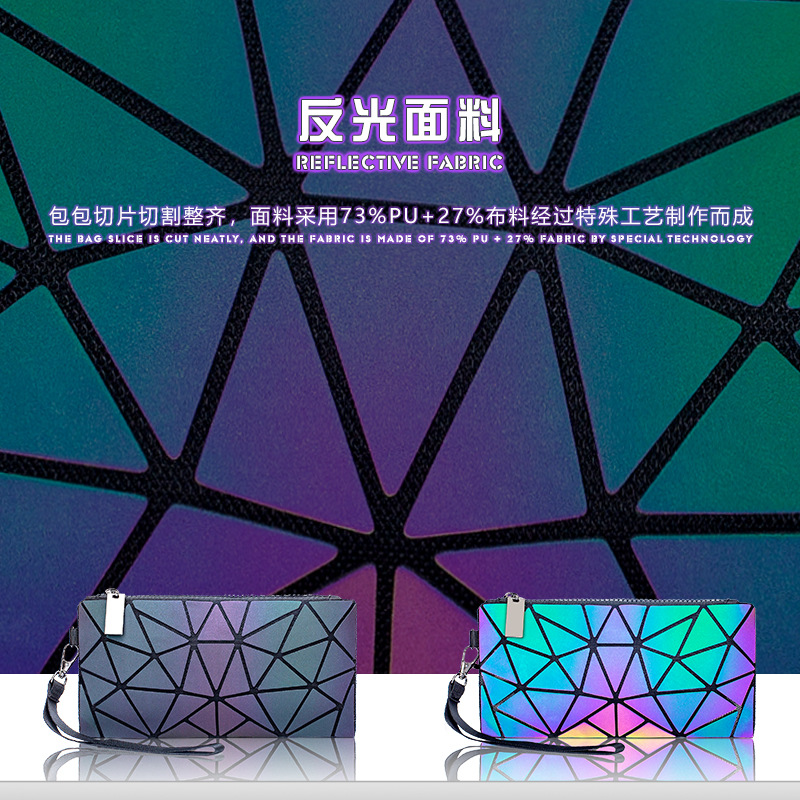 New Long Women's Wallet Multi-Card Glow-In-The-Dark Geometric Wallet Large Capacity Creative Hand Bag European And American Money Clip Application Scenario