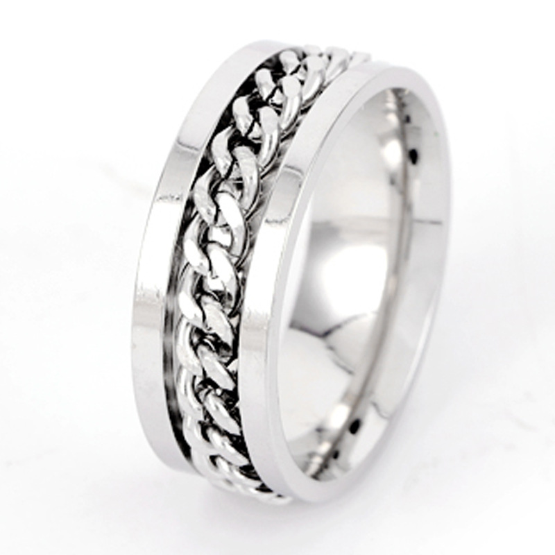 Ring, bottle opening and beer opening ring, rotatable for stress relief, men's style, rotatable chain, titanium steel ring, stainless steel jewelry Application Scenario