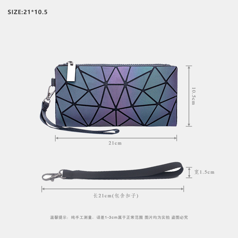 New Long Women's Wallet Multi-Card Glow-In-The-Dark Geometric Wallet Large Capacity Creative Hand Bag European And American Money Clip Specification drawing