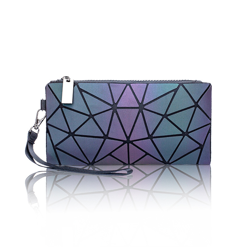 New Long Women's Wallet Multi-Card Glow-In-The-Dark Geometric Wallet Large Capacity Creative Hand Bag European And American Money Clip