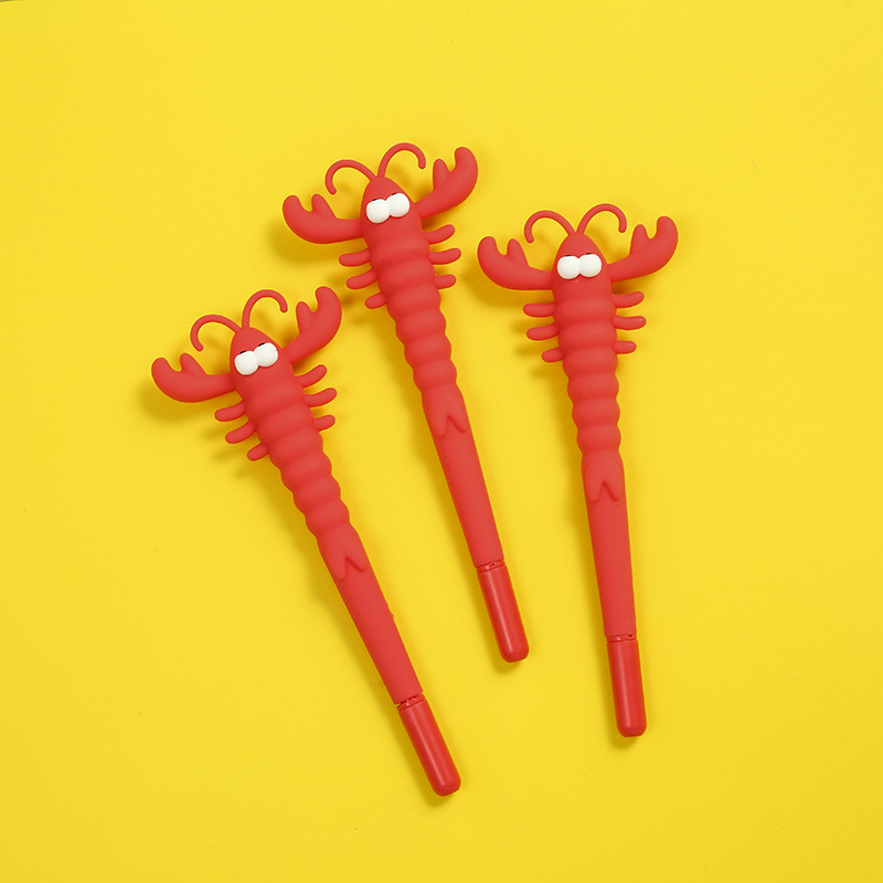Zhongfan Cartoon Spicy Crayfish Silicone Gel Pen Creative All-Silicone Crayfish quick-drying Pen wholesale details Picture