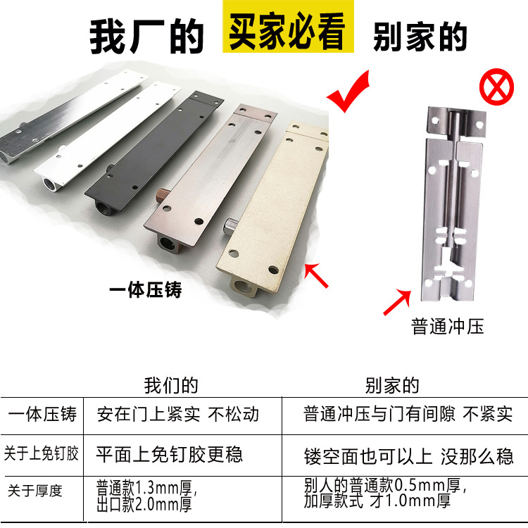 Effie wholesale bolt, door latch, door latch, thickened black and white F-shaped bolt, aluminum alloy bolt, anti-theft latch details Picture