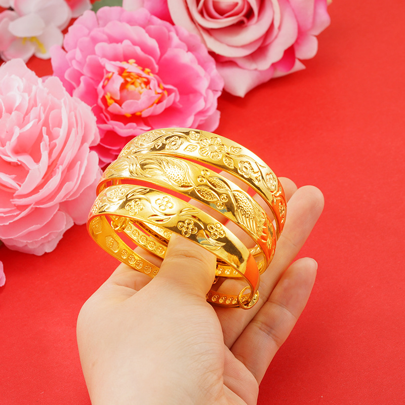 越南沙金手鐲女久不掉色仿黄金铜合金首饰品夜市摆地摊小商品镯子详情图3