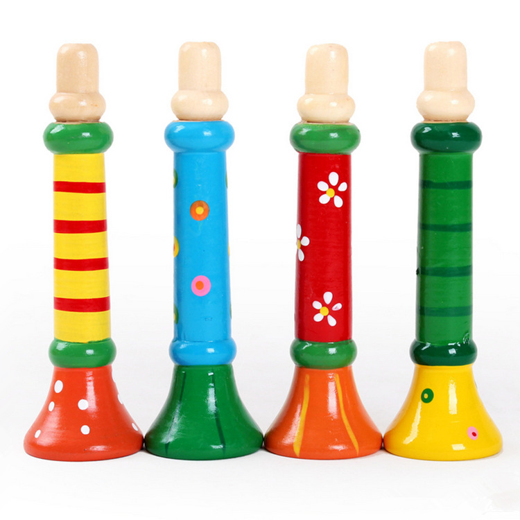 Direct sales from the manufacturer of wooden small horn toys, children's cartoon small horns and whistles, and infant teaching AIDS details Picture