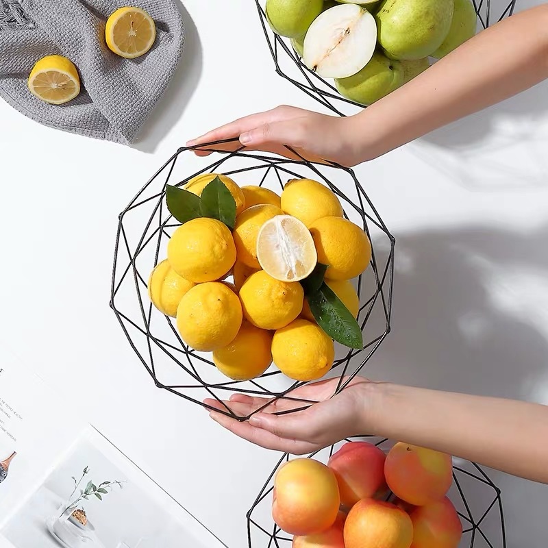 Nordic Simple Iron Hollow Drain Basket Fruit Basket Living Room Snack Home Modern Storage Basket Creative Fruit Tray details Picture