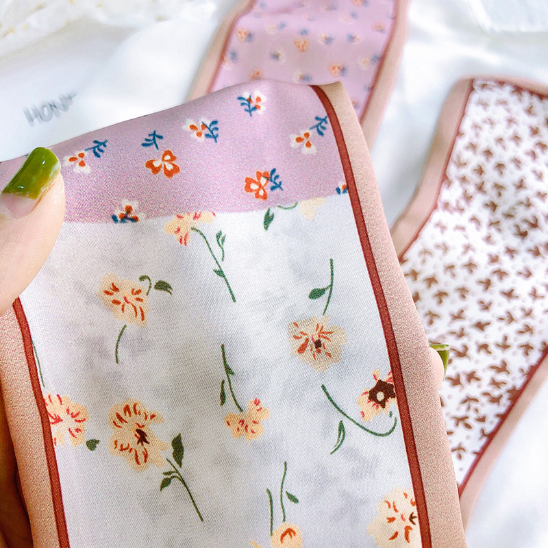 Small Strip Narrow Imitation Silk Scarf Female Summer Temperament Streamers Multi-Purpose Silk Scarf Headband Tied Bag South Korean Scarf Application Scenario