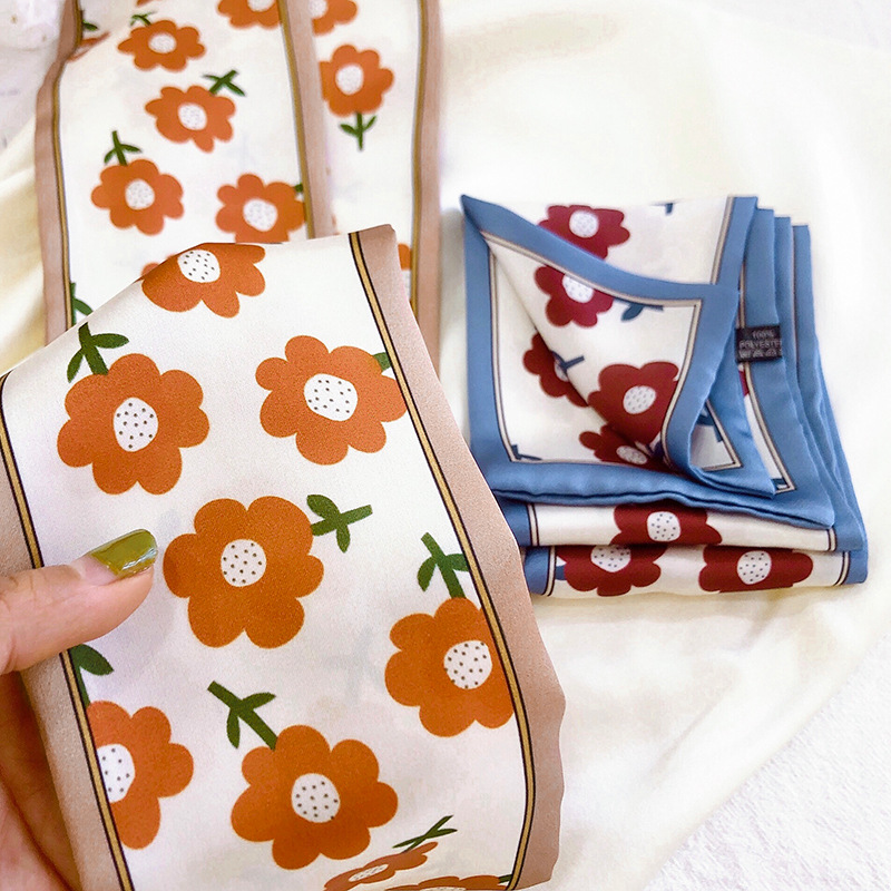 Small Strip Narrow Imitation Silk Scarf Female Summer Temperament Streamers Multi-Purpose Silk Scarf Headband Tied Bag South Korean Scarf Specification drawing
