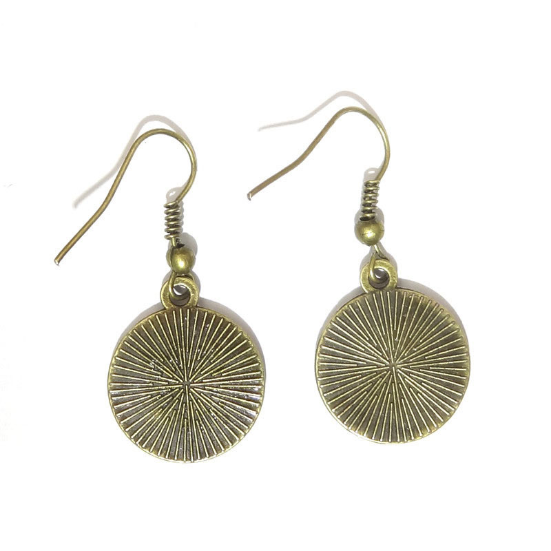 Round polka dot pattern earrings, women's Time gemstone ear hooks, cross-border European and American retro creative earrings and pendants wholesale Specification image