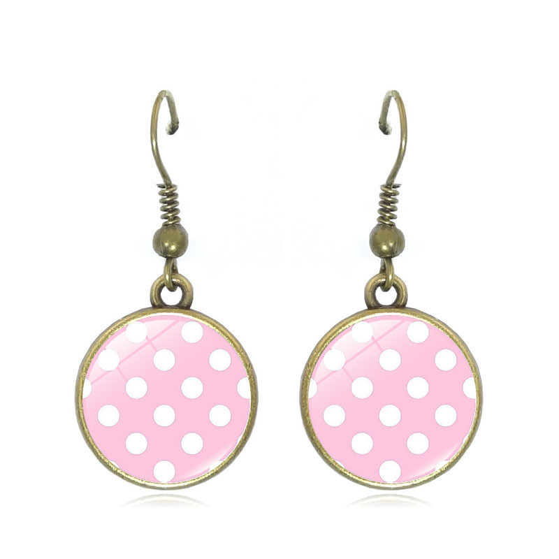 Round polka dot pattern earrings, women's Time gemstone ear hooks, cross-border European and American retro creative earrings and pendants wholesale Application Scenario