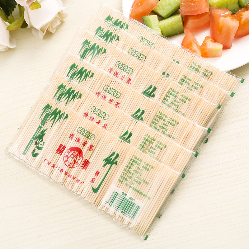 Bamboo Toothpick Natural Bamboo Double-Head Fine Toothpick Disposable Fruit Pick Manufacturer Direct Home Hotel Bag T details Picture