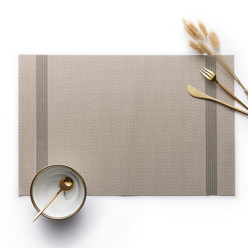 Nordic Insulated Placemat Pvc Waterproof And Oil-Proof Table Mat Hotel Restaurant Non-Slip Double Stripe Western Placemat Wholesale details Picture