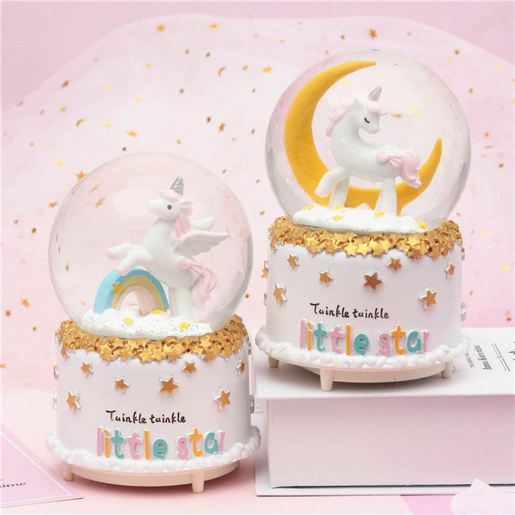 Girl heart rainbow moon unicorn crystal ball music box Light girlfriends men and women birthday graduation gift decoration