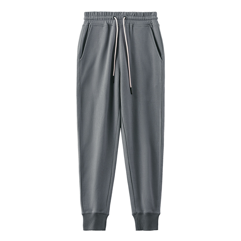Heavy-duty pure cotton European and American trendy brand style, American retro, Japanese sporty, tight-fitting, small feet, drawstring, casual sweatpants for men Item Picture