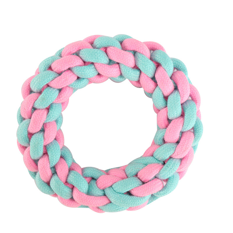 The manufacturer has a new type of pink and blue pet cotton rope knot toy set, a durable teething dog toy, and pet toys in stock Application Scenario
