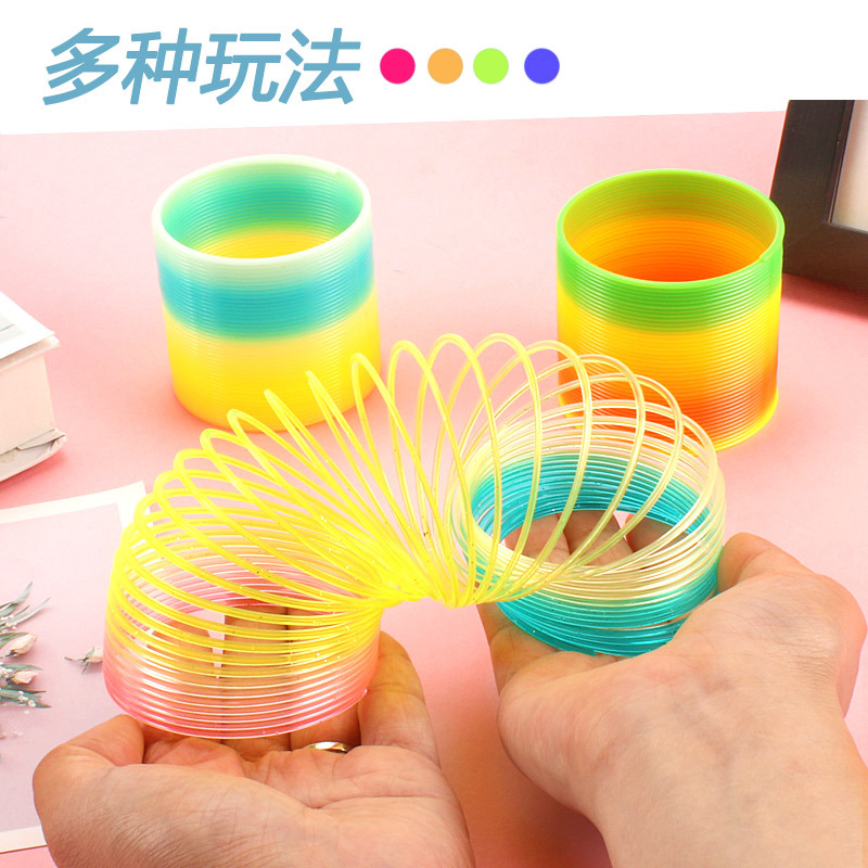 Cross-Border Selling Hot Rainbow Ring Medium Rainbow Ring Elastic Rainbow Ring Spring Color Ring Jenga Hula Hoop Specification drawing